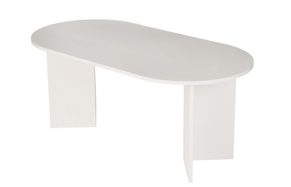 Dining tables - Oval dining table White melamine - Japandi - 180x89.5x75 cm - Sota - Dimehouse