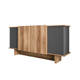 Diana sideboard with open compartments 180 cm Anthracite, walnut Melamine coated wood