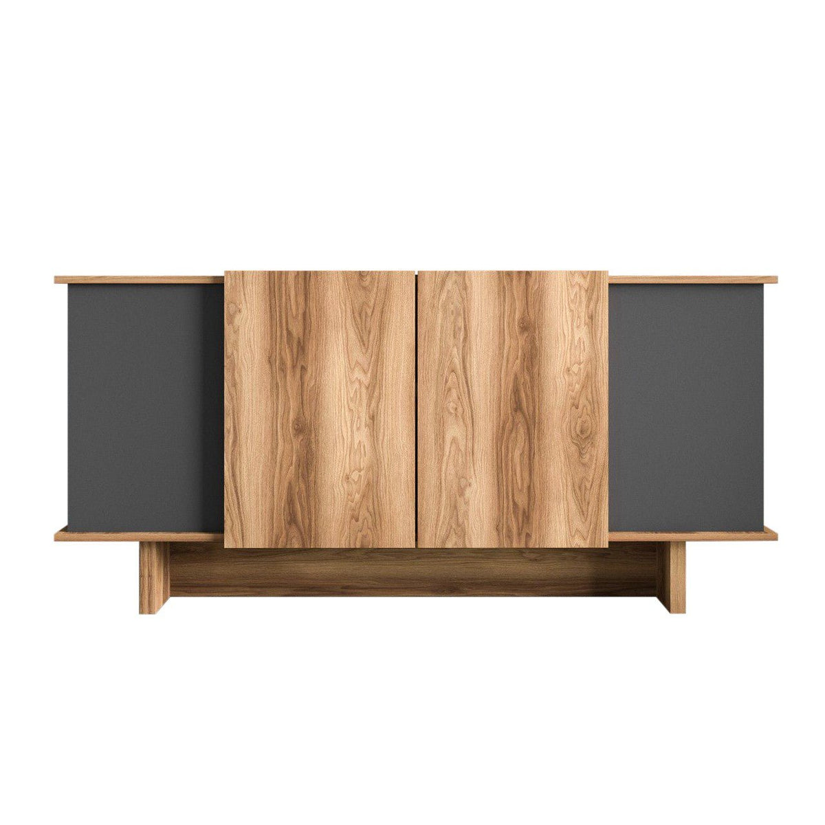 Diana sideboard with open compartments 180 cm Anthracite, walnut Melamine coated wood