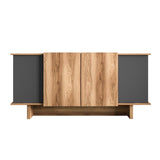 Diana sideboard with open compartments 180 cm Anthracite, walnut Melamine coated wood