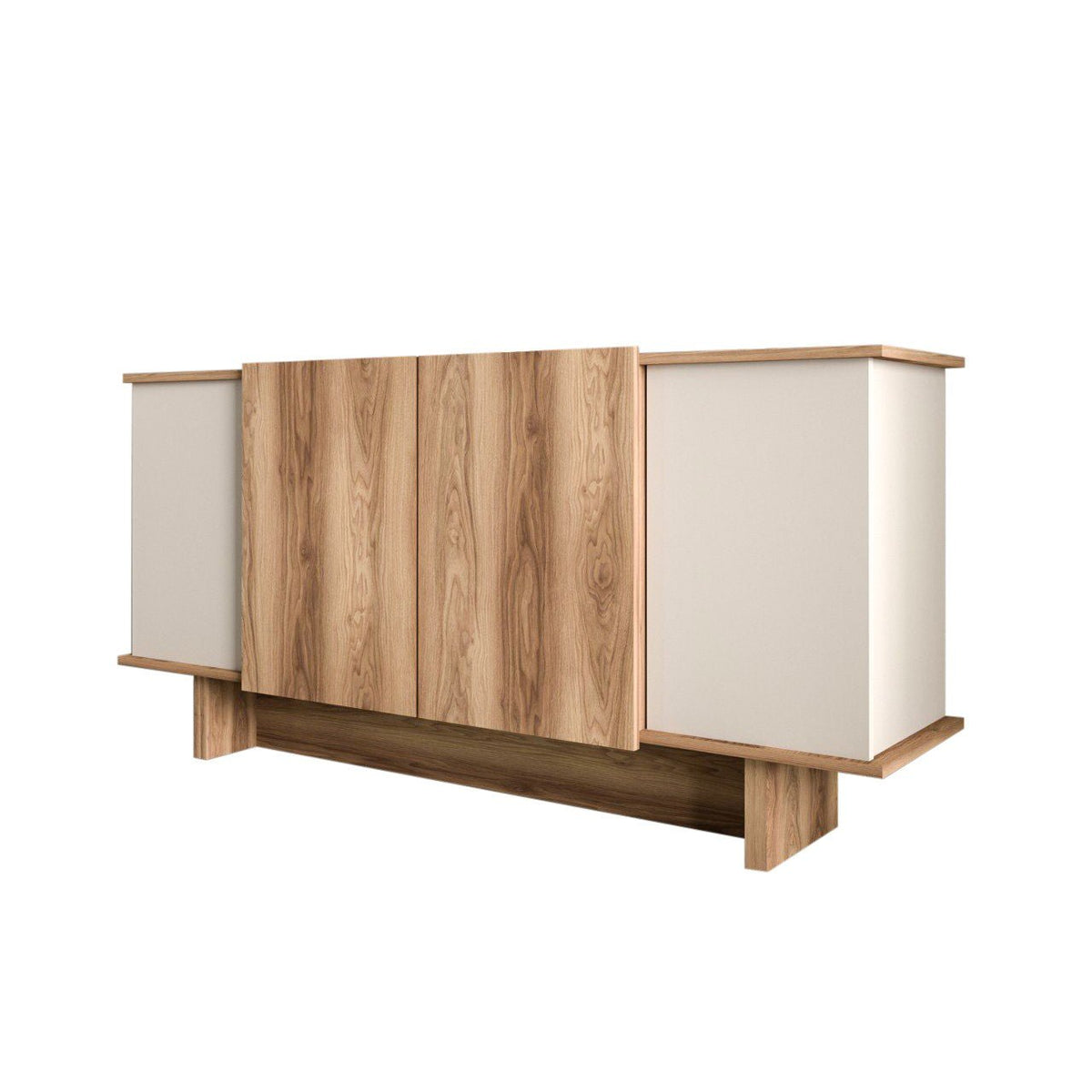 Diana sideboard with open compartments 180 cm Sand and walnut Melamine-coated wood