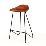 Bar Stools - Bar Stool Brown Leather Bruce - 67 cm - Without Backrest - Dimehouse