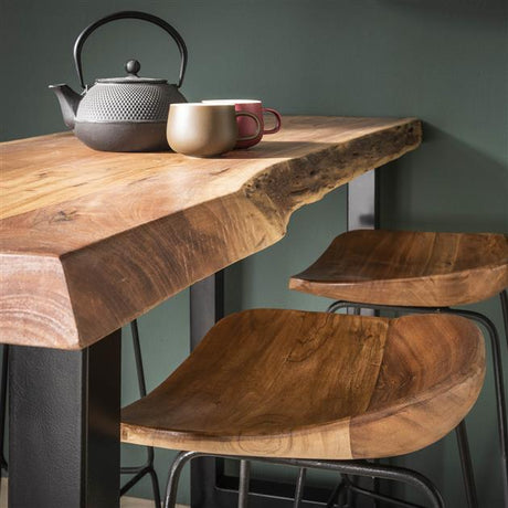 Bar Stools - Industrial Bar Stool Acacia Wood Elly - Seat height 71 cm - Without Backrest - Dimehouse