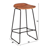 Bar Stools - Industrial Bar Stool Acacia Wood Elly - Seat height 71 cm - Without Backrest - Dimehouse