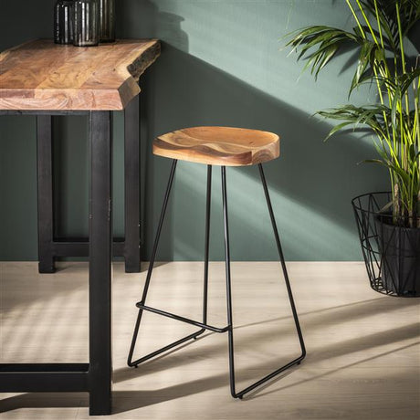 Bar stools - Bar stool Lenn Acacia wood - Seat height 71 cm - Without backrest - Dimehouse