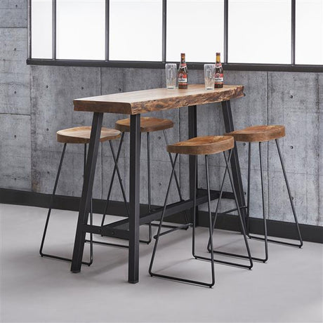 Bar stools - Bar stool Lenn Acacia wood - Seat height 71 cm - Without backrest - Dimehouse