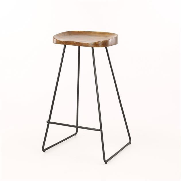 Bar stools - Bar stool Lenn Acacia wood - Seat height 71 cm - Without backrest - Dimehouse
