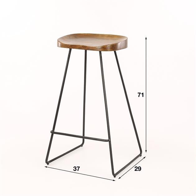 Bar stools - Bar stool Lenn Acacia wood - Seat height 71 cm - Without backrest - Dimehouse