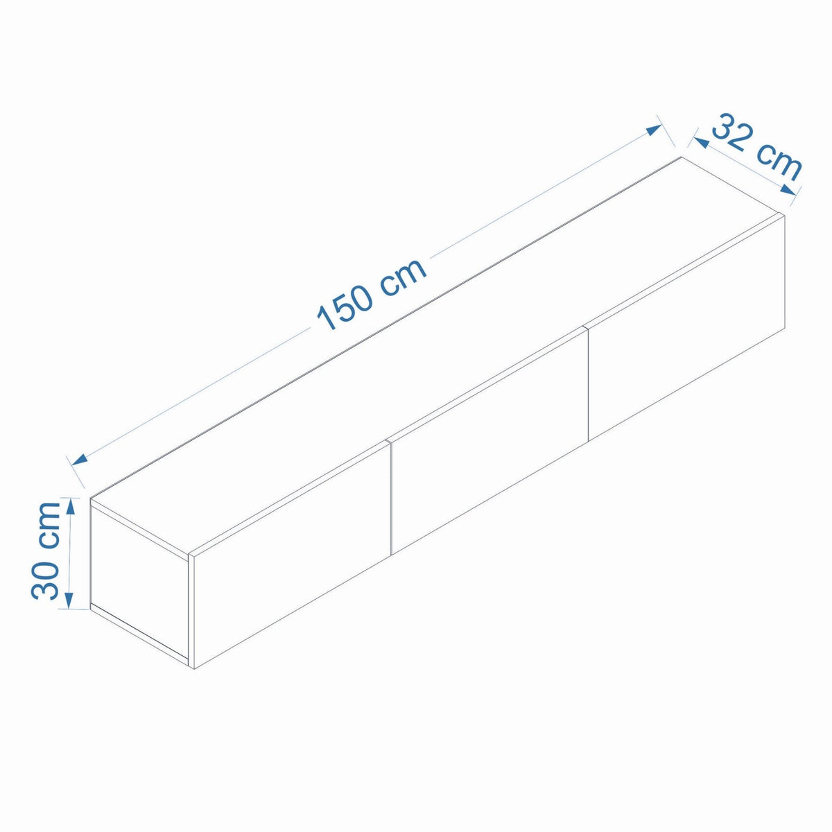 West Wall shelf anthracite 150 cm Melamine-coated wood