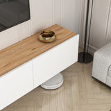 West wall shelf white with oak look 150 cm White, Atlantic Pine oak look Melamine-faced wood composite