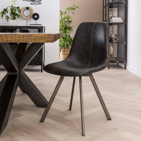 Dining room chairs - Dining room chair Black Siena Saddle PU Artificial leather - Dimehouse