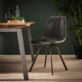 Dining room chairs - Dining room chair Black Siena Saddle PU Artificial leather - Dimehouse