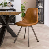 Dining room chairs - Dining room chair Brown Siena Saddle PU Artificial leather - Dimehouse