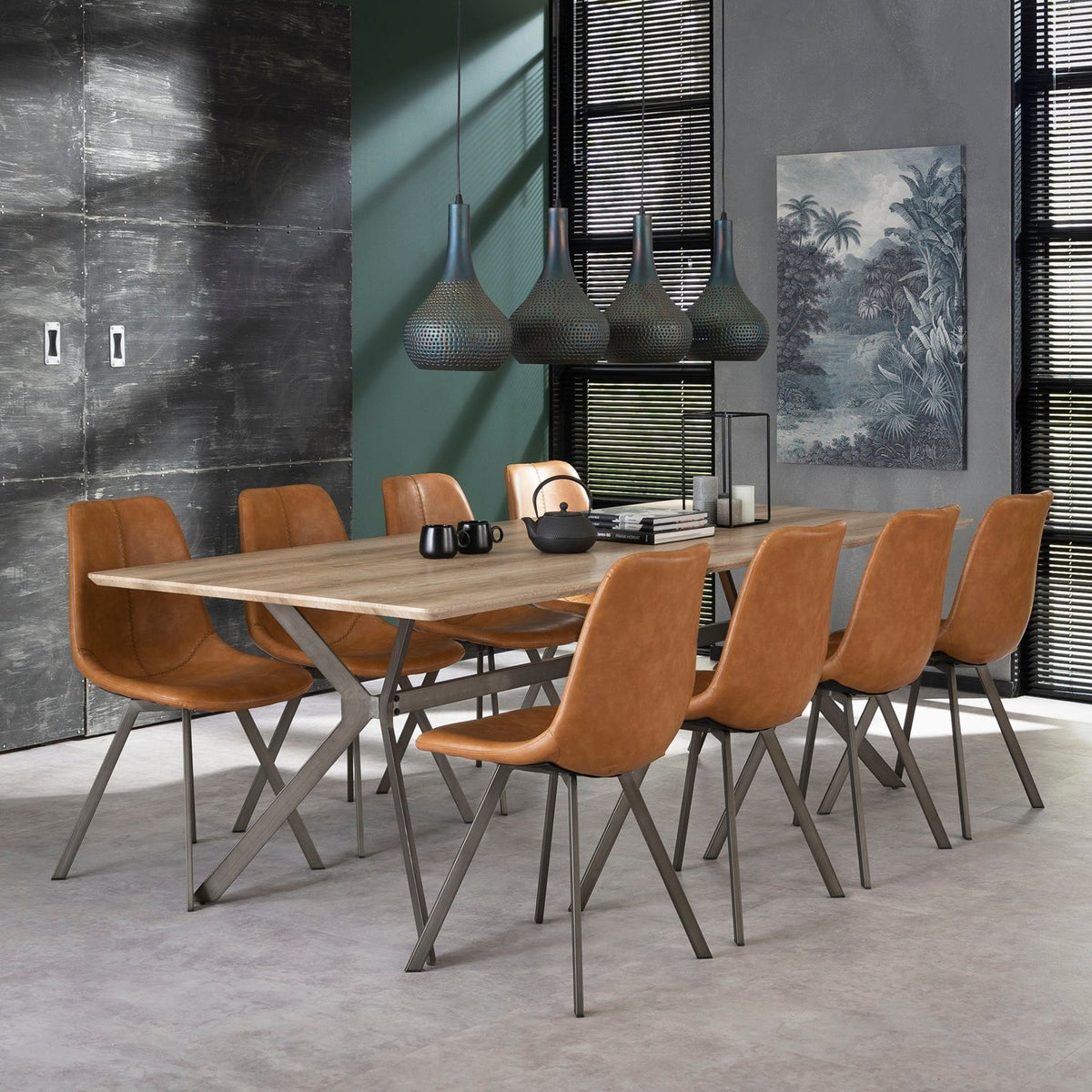 Dining room chairs - Dining room chair Brown Siena Saddle PU Artificial leather - Dimehouse