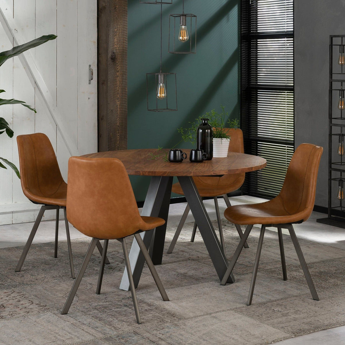 Dining room chairs - Set of 4 Dining room chairs Siena Saddle PU brown - Dimehouse