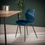Dining room chairs - Chic Dining room chair Argo Velvet Blue - Without Armrests - Dimehouse