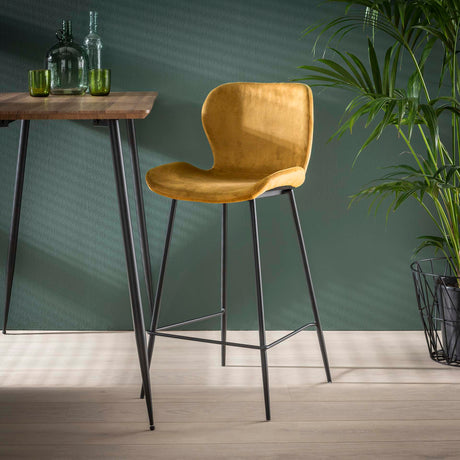 Bar stools - Set of 4 bar stools Argo Velours Gold - Dimehouse
