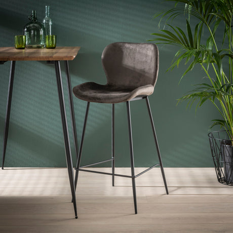 Bar Stools - Modern Bar Stool Velours Anthracite Without Armrests Argo - Dimehouse