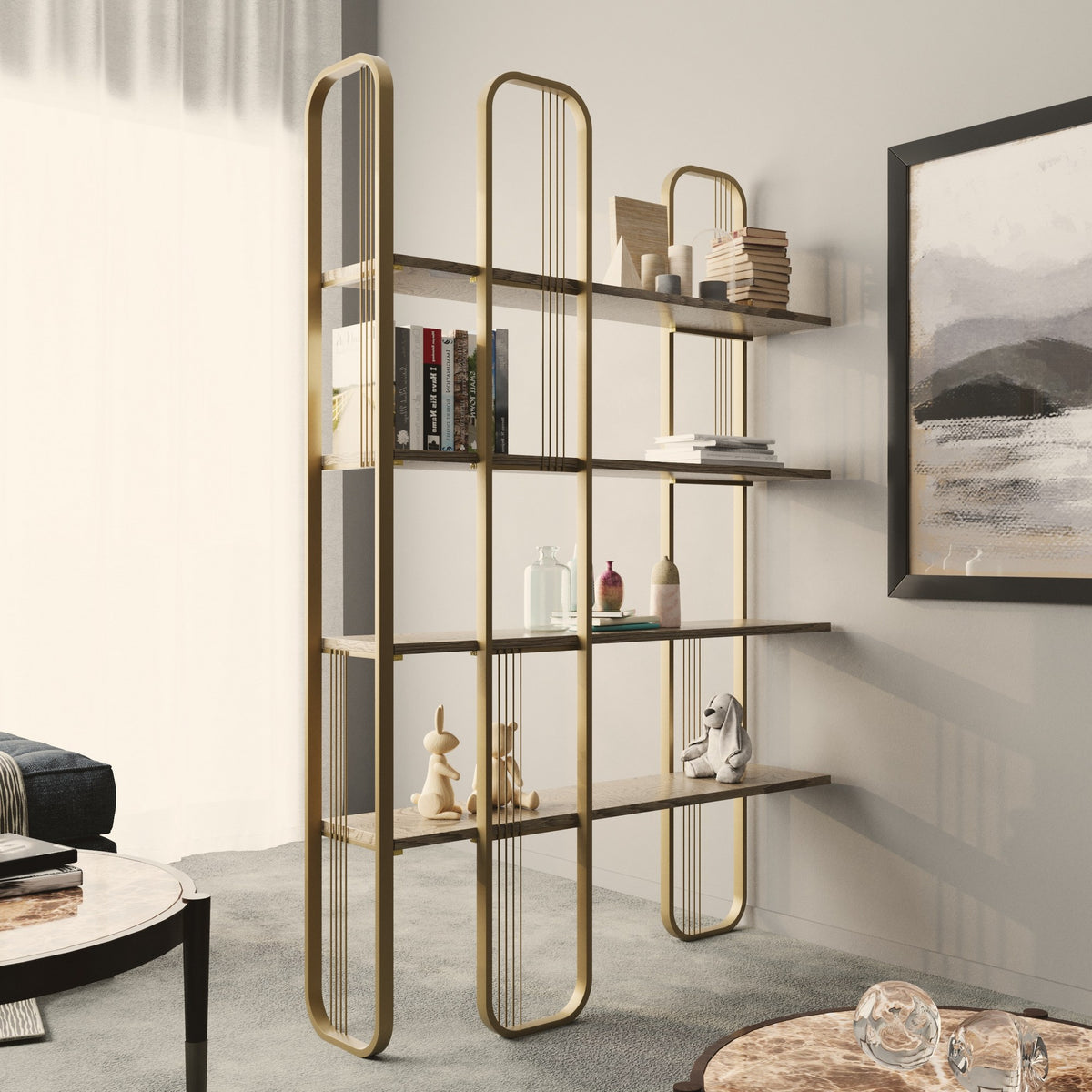 Bookcases - Bookcase Sierra Yellow Melamine 124x182x26 cm - Dimehouse