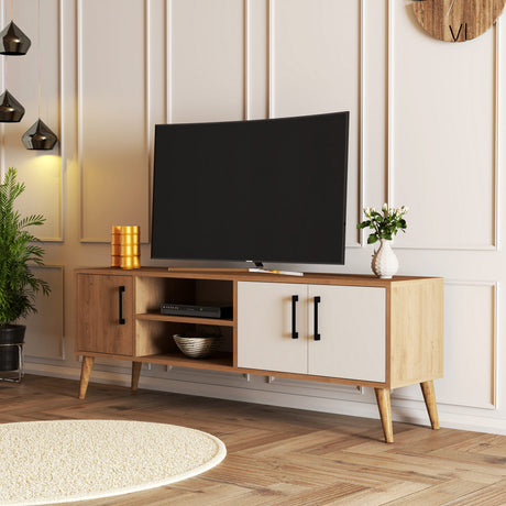 TV Furniture - TV Furniture Exxen Oak White Melamine 150x52x34 cm - Dimehouse