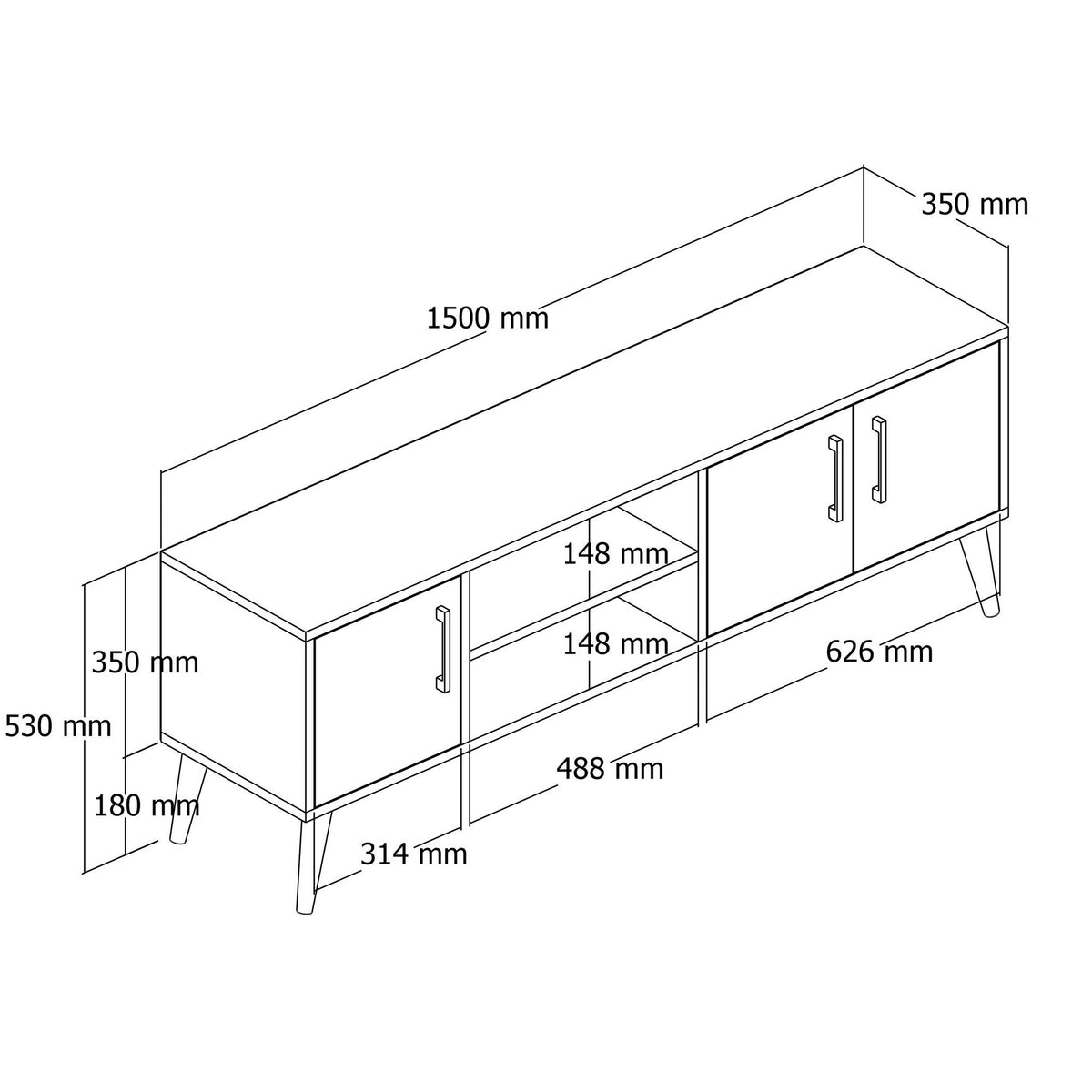 TV Furniture - TV Furniture Exxen Oak Melamine 150x52x34 cm - Dimehouse
