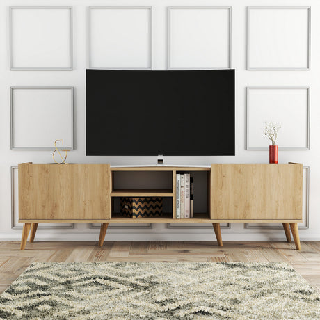 TV Furniture - TV Furniture Lotus Oak Melamine 180x50x34 cm - Dimehouse