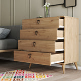 Chests of drawers - Chest of drawers Versa Oak Melamine 80x90.8x45 cm - Dimehouse