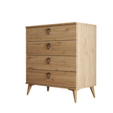 Chests of drawers - Chest of drawers Versa Oak Melamine 80x90.8x45 cm - Dimehouse