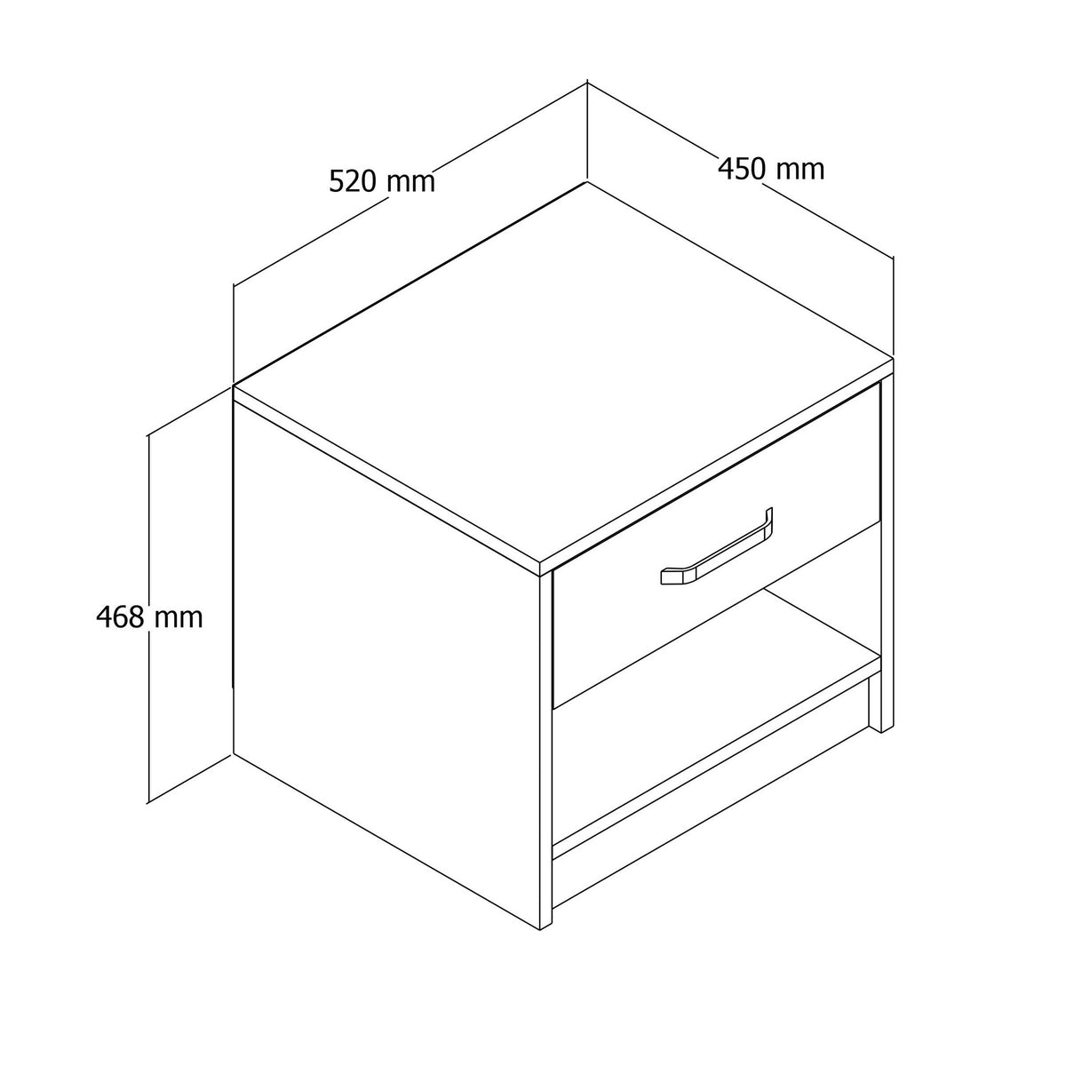 Bedside tables - Bedside table Grande Oak Melamine 52x46.8x45 cm - Dimehouse