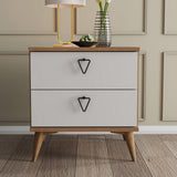 Bedside tables - Bedside table Versa Oak White Melamine 52x55.1x45 cm - Dimehouse