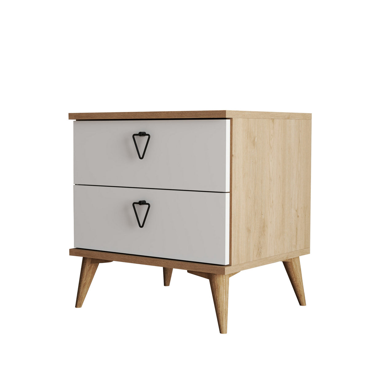 Bedside tables - Bedside table Versa Oak White Melamine 52x55.1x45 cm - Dimehouse