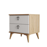 Bedside tables - Bedside table Versa Oak White Melamine 52x55.1x45 cm - Dimehouse