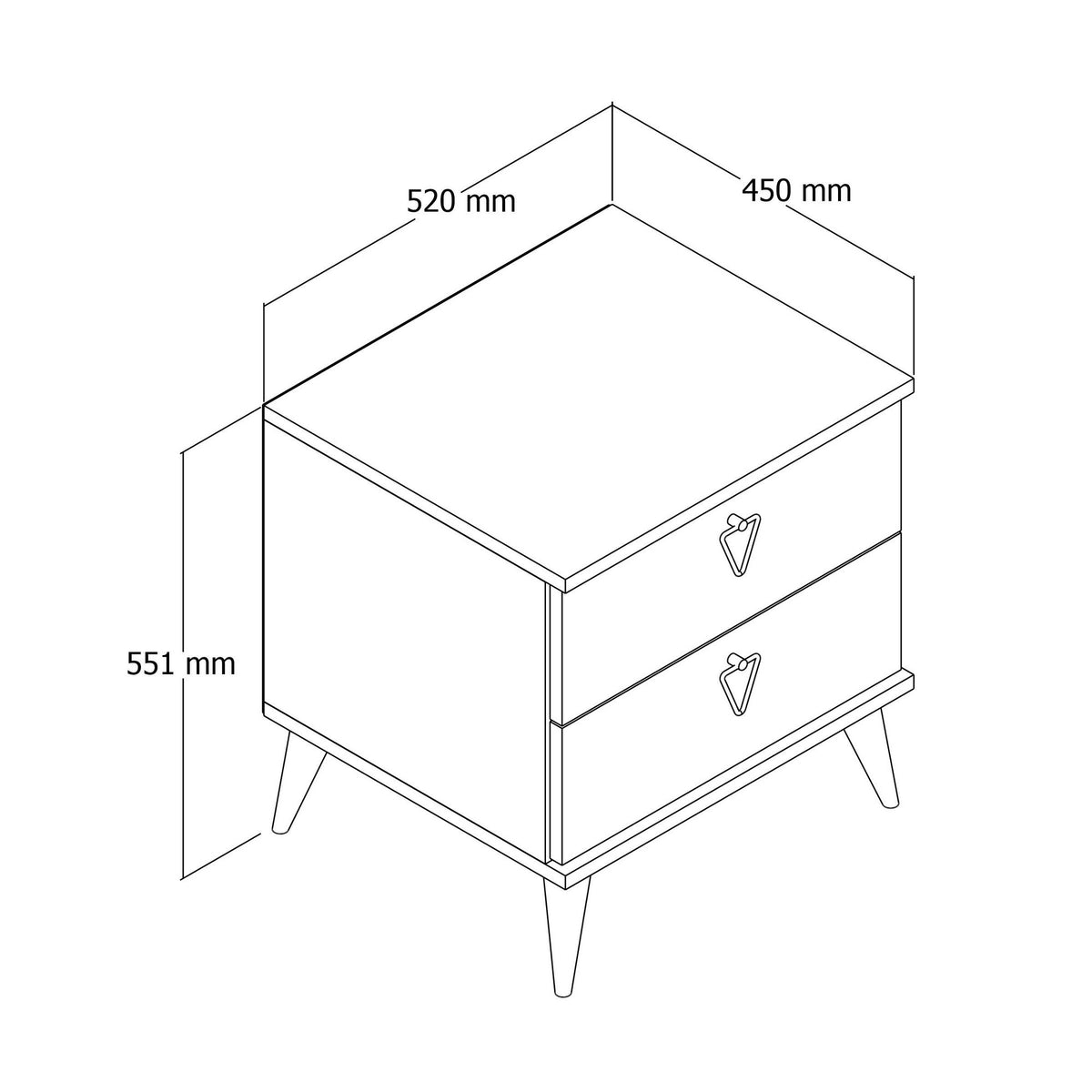 Bedside tables - Bedside table Versa Oak White Melamine 52x55.1x45 cm - Dimehouse