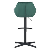 Bar Stools - Venom Bar Stool Green Velvet - Adjustable Swivel Bar Chair with Armrest - Dimehouse