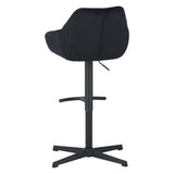 Bar Stools - Venom Bar Stool Black Velvet - Adjustable Swivel Bar Chair with Armrest - Dimehouse
