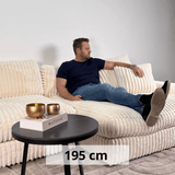Sofas - 3-seater corner sofa XXL Beige Ribbed sofa Nia - Dimehouse