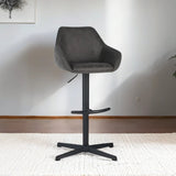 Bar Stools - Venom Bar Stool Anthracite Eco - leather - Adjustable Swivel Bar Chair with Armrest - Dimehouse