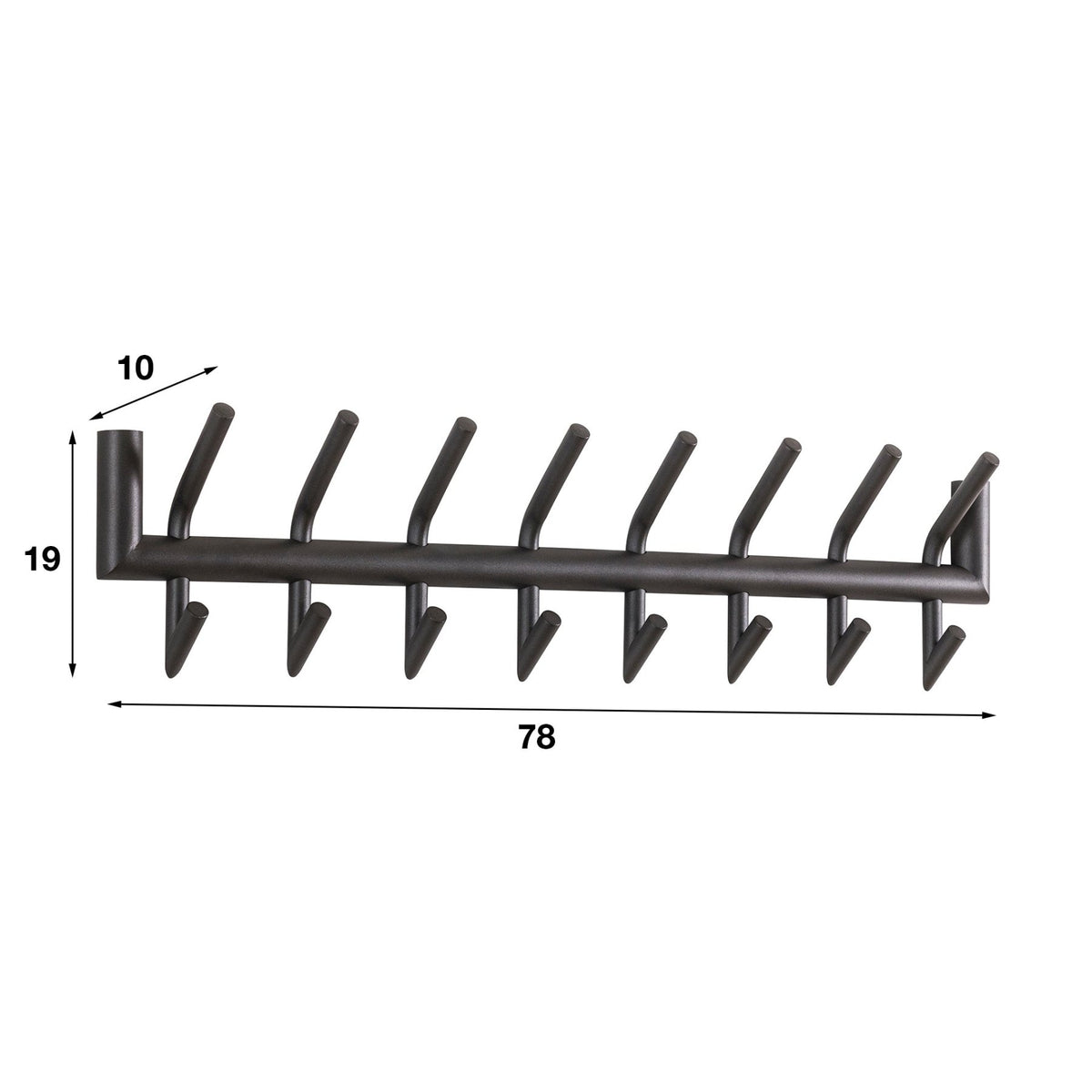 Coat Racks - Coat Rack Kym 2x8 Hooks Matt Dark Gray 78 cm - Dimehouse