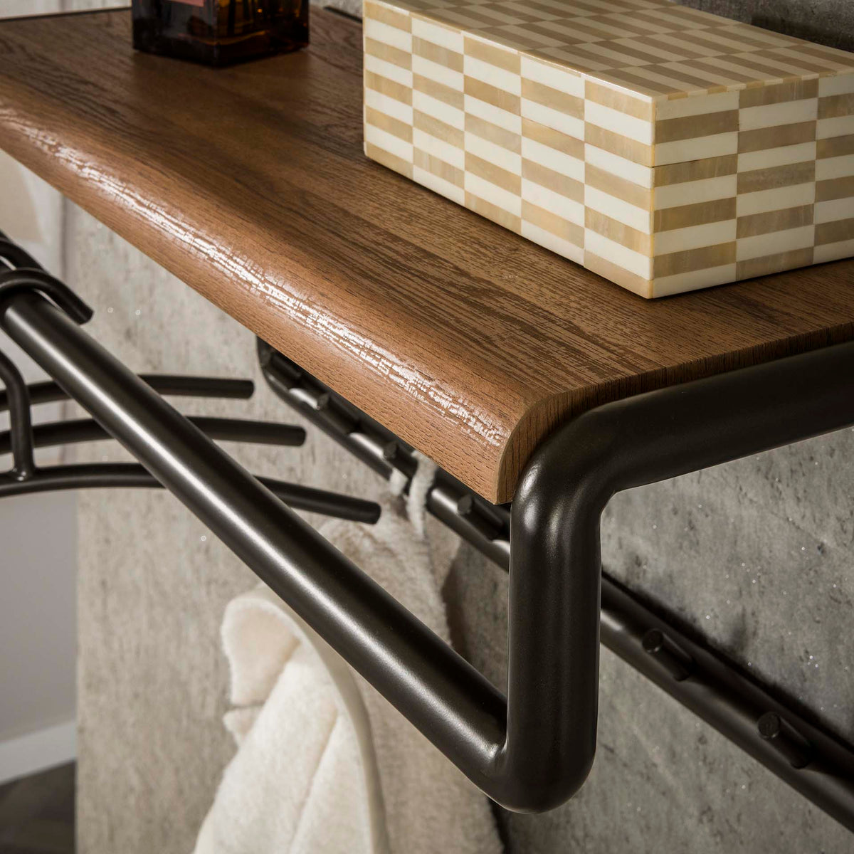 Coat racks - Coat rack Senna rod and hat shelf 8 hooks Drift brown - Dimehouse