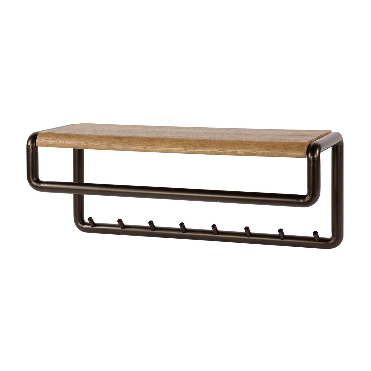 Coat racks - Coat rack Senna rod and hat shelf 8 hooks Drift brown - Dimehouse