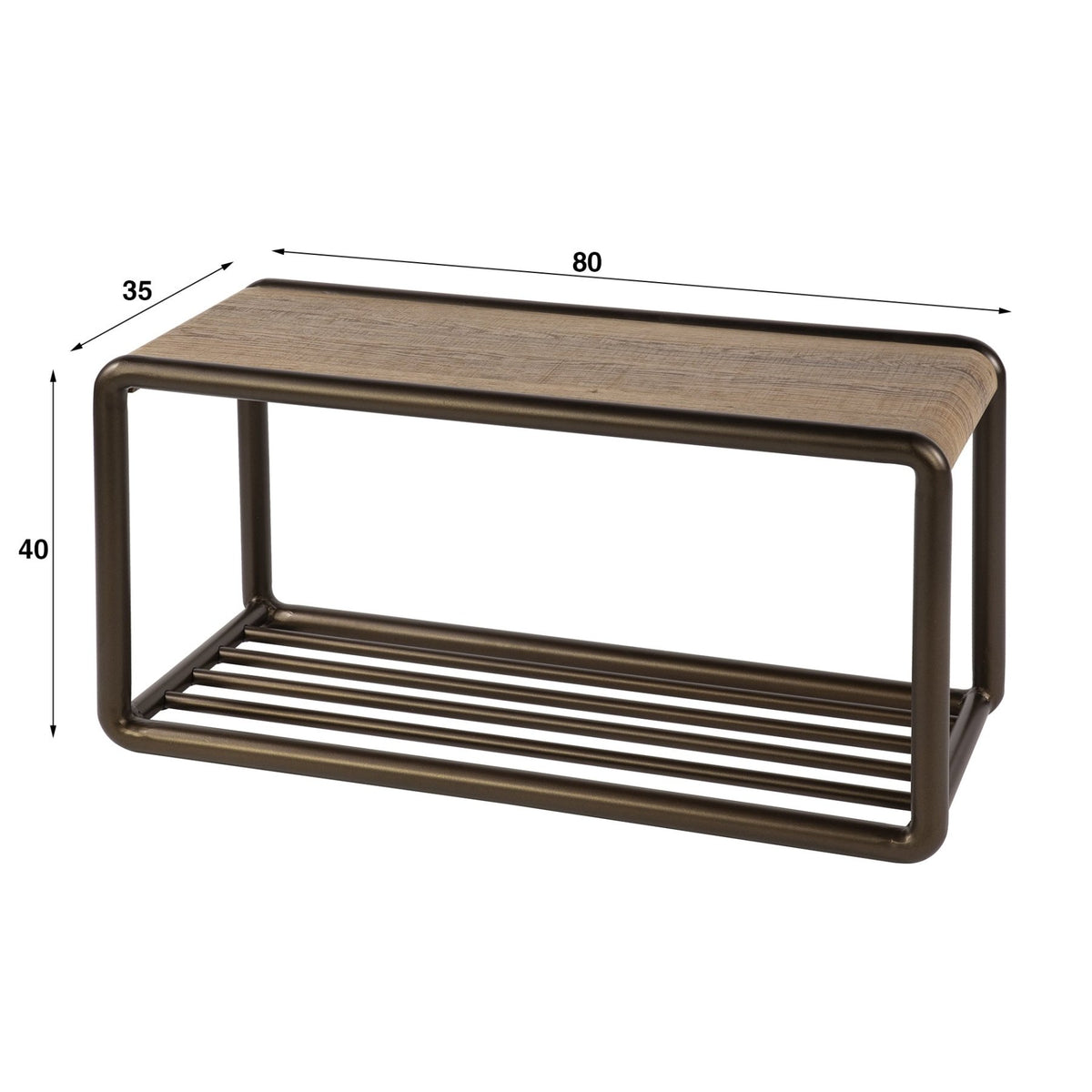Wardrobe furniture - Shoe bench Senna Drift brown 80x35 cm - Dimehouse