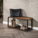 Wardrobe furniture - Shoe bench Senna Drift brown 80x35 cm - Dimehouse