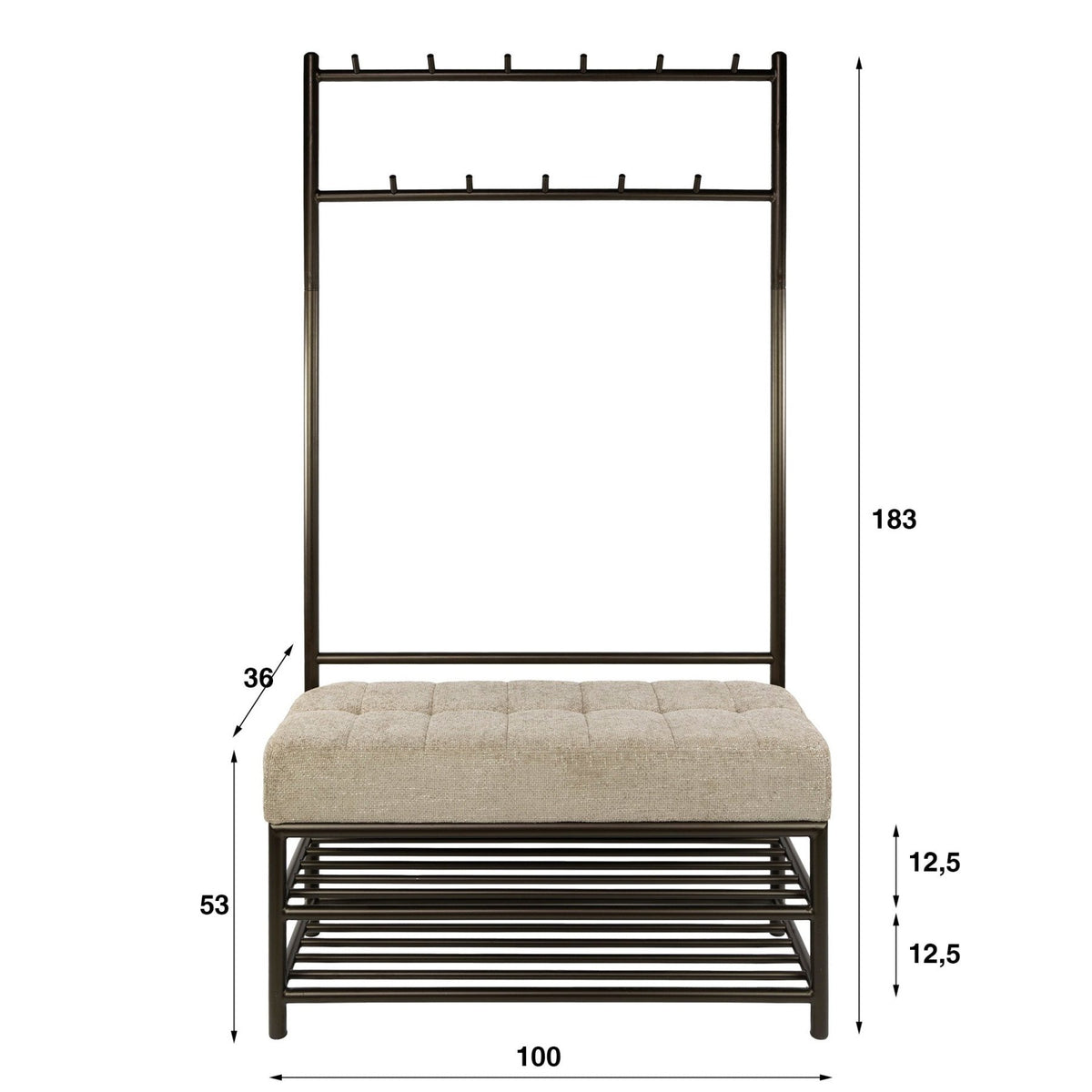 Coat racks - Senna Wardrobe bench Drift brown - Dimehouse