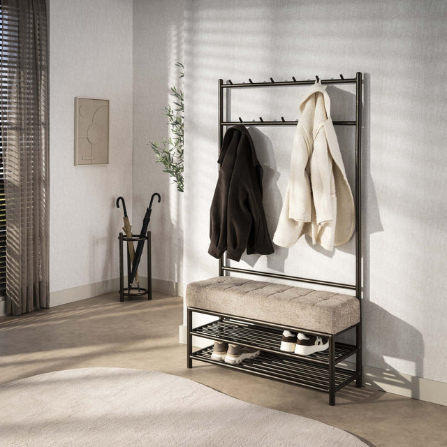 Coat racks - Senna Wardrobe bench Drift brown - Dimehouse