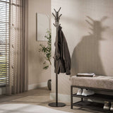 Standing coat rack-Standing coat rack 12 hooks brown metal Luno-Dimehouse
