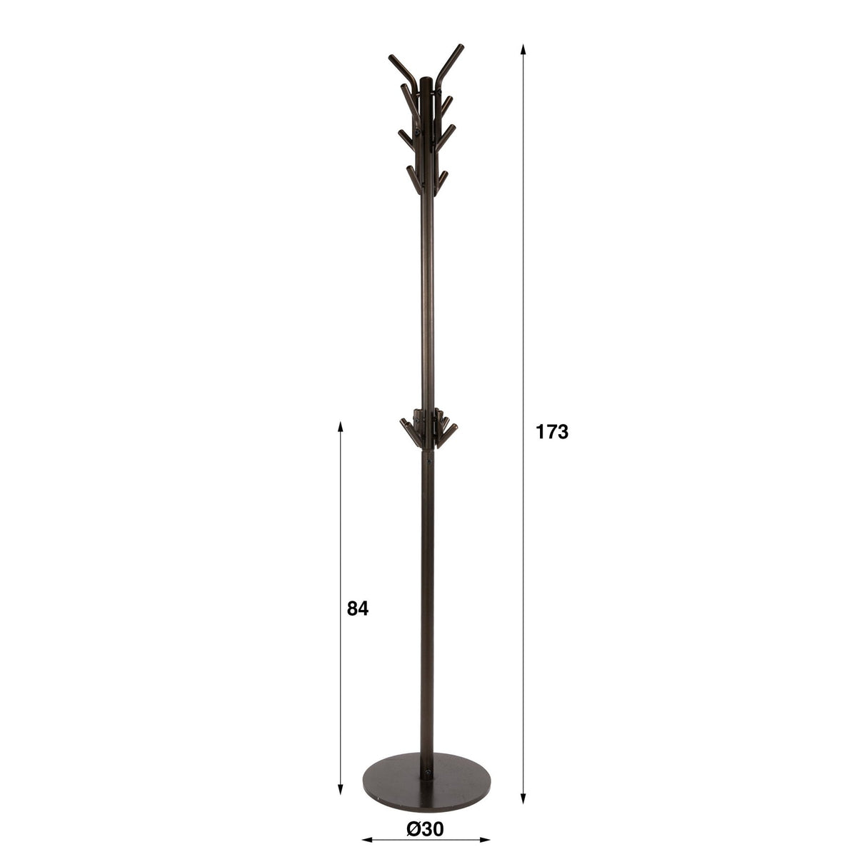 Standing coat rack-Standing coat rack 12 hooks brown metal Luno-Dimehouse
