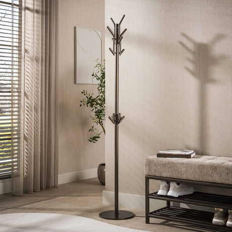 Standing coat rack-Standing coat rack 12 hooks brown metal Luno-Dimehouse