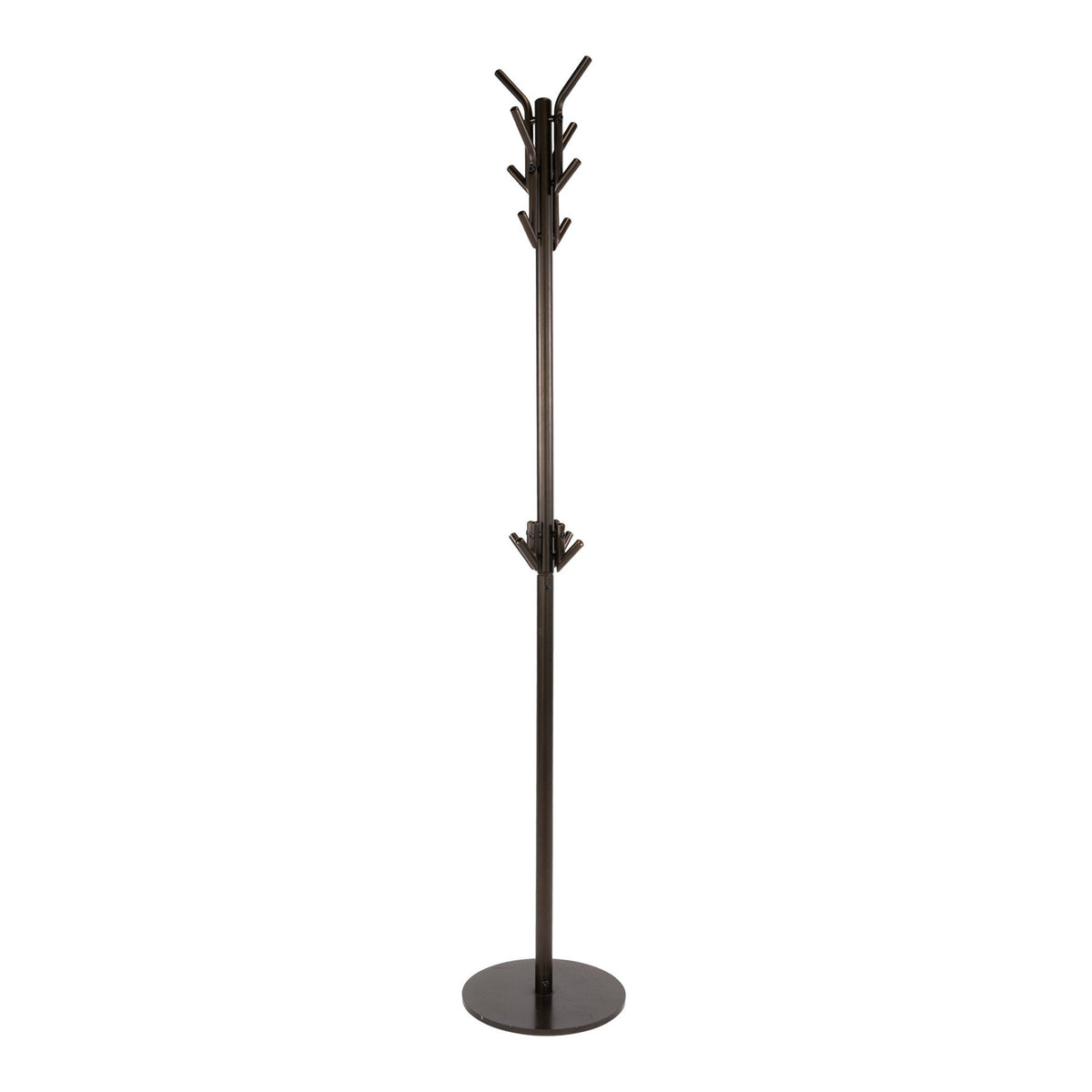 Standing coat rack-Standing coat rack 12 hooks brown metal Luno-Dimehouse