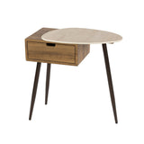 Bedside tables - Bedside table Borea Right 1 drawer Ceramic Travertine - Dimehouse