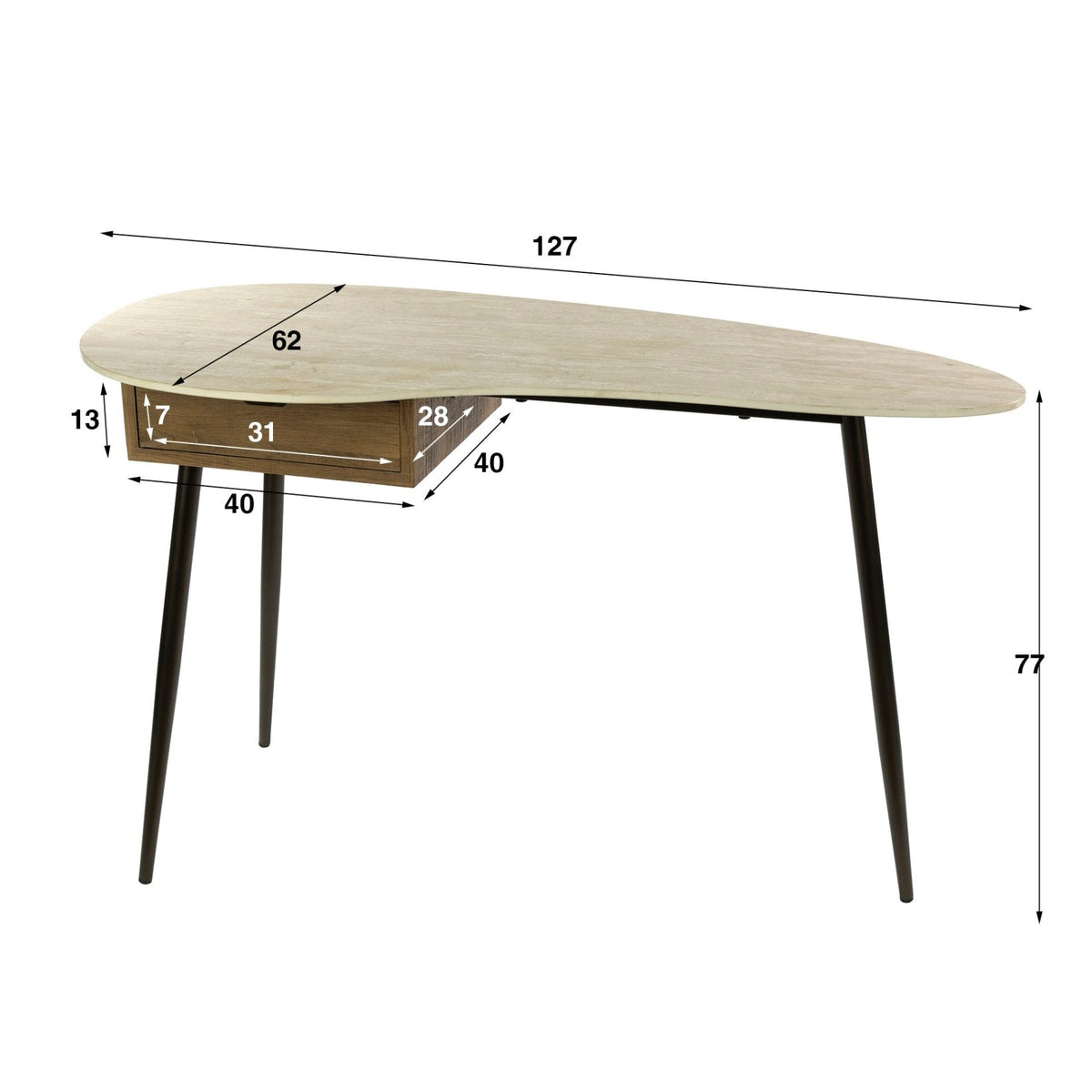 Dressing tables - Dressing table Borea 1 Drawer Ceramic Travertine - Dimehouse